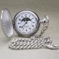 SILVER Pocket Watch Large 47 MM Polished Brass Case Sun & Moon + Fob Chain P50PA
