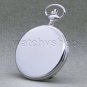 SILVER Pocket Watch Large 47 MM Polished Brass Case Sun & Moon + Fob Chain P50PA