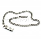 14" Pocket Watch Chain Fob Chain Antique Silver Link Belt Clip Men Accessory F58