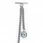 Albert Chain Silver Pocket Watch Curb Link Chain + Four-Leaf Clover Fob T Bar 69