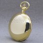 Gold Polish Brass Sun & Moon Quartz Mens Pocket Watch with Chain Gift Box P50GR