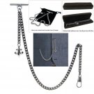 Albert Chain Silver Pocket Watch Curb Link Chain + Fleur-de-lis Fob T Bar AC68 Albert Chain Silver Pocket Watch Curb Link Chain + Fleur-de-lis Fob T Bar AC68