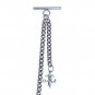 Albert Chain Silver Pocket Watch Curb Link Chain + Fleur-de-lis Fob T Bar AC68