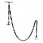 Albert Chain Silver Pocket Watch Curb Link Chain + Fleur-de-lis Fob T Bar AC68