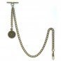 Albert Chain Pocket Watch Curb Link Chain Antique Brass Plating Fob T Bar AC26