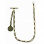 Albert Chain Pocket Watch Curb Link Chain Antique Brass Plating Fob T Bar AC26