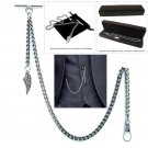 Albert Chain Pocket Watch Curb Link Chain Antique Silver Plating Fob T Bar AC59 Albert Chain Pocket Watch Curb Link Chain Antique Silver Plating Fob T Bar AC59