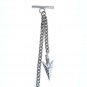 Albert Chain Silver Pocket Watch Curb Link Chain + Spearhead Fob T Bar AC71