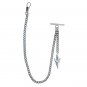 Albert Chain Silver Pocket Watch Curb Link Chain + Spearhead Fob T Bar AC71