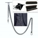 Albert Chain Pocket Watch Curb Link Chain Antique Silver Plating Fob T Bar AC65 Albert Chain Pocket Watch Curb Link Chain Antique Silver Plating Fob T Bar AC65