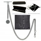 Albert Chain Pocket Watch Curb Link Chain Antique Silver Plating Fob T Bar AC47 Albert Chain Pocket Watch Curb Link Chain Antique Silver Plating Fob T Bar AC47