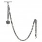 Albert Chain Pocket Watch Curb Link Chain Antique Silver Plating Fob T Bar AC47