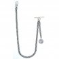 Albert Chain Pocket Watch Curb Link Chain Antique Silver Plating Fob T Bar AC47