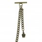 Albert Chain Pocket Watch Curb Link Chain Antique Brass Plating Fob T Bar AC60