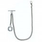 Albert Chain Pocket Watch Curb Link Chain Antique Silver Plating Fob T Bar AC35