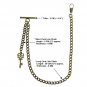 Albert Chain Pocket Watch Curb Link Chain Antique Brass Plating Fob T Bar AC15