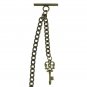 Albert Chain Pocket Watch Curb Link Chain Antique Brass Plating Fob T Bar AC15