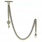 Albert Chain Pocket Watch Curb Link Chain Antique Brass Plating Fob T Bar AC15