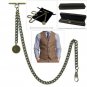Albert Chain Pocket Watch Curb Link Chain Antique Brass Plating Fob T Bar AC46