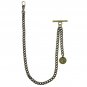 Albert Chain Pocket Watch Curb Link Chain Antique Brass Plating Fob T Bar AC46