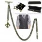 Albert Chain Pocket Watch Curb Link Chain Antique Brass Plating Fob T Bar AC48