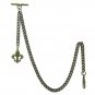 Albert Chain Pocket Watch Curb Link Chain Antique Brass Plating Fob T Bar AC48