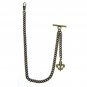 Albert Chain Pocket Watch Curb Link Chain Antique Brass Plating Fob T Bar AC48