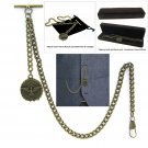 Albert Chain Pocket Watch Curb Link Chain Antique Brass Plating Fob T Bar AC22 Albert Chain Pocket Watch Curb Link Chain Antique Brass Plating Fob T Bar AC22