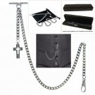 Albert Chain Pocket Watch Curb Link Chain Antique Silver Plating Fob T Bar AC30 Albert Chain Pocket Watch Curb Link Chain Antique Silver Plating Fob T Bar AC30