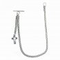 Albert Chain Pocket Watch Curb Link Chain Antique Silver Plating Fob T Bar AC30