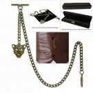 Albert Chain Pocket Watch Curb Link Chain Antique Brass Plating Fob T Bar AC25 Albert Chain Pocket Watch Curb Link Chain Antique Brass Plating Fob T Bar AC25