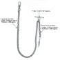 Albert Chain Silver color Pocket Watch Curb Link Chain + Feather Fob T Bar AC70