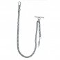 Albert Chain Silver color Pocket Watch Curb Link Chain + Feather Fob T Bar AC70