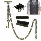 Albert Chain Pocket Watch Curb Link Chain Antique Brass Plating Fob T Bar AC17 Albert Chain Pocket Watch Curb Link Chain Antique Brass Plating Fob T Bar AC17