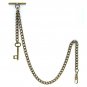 Albert Chain Pocket Watch Curb Link Chain Antique Brass Plating Fob T Bar AC17