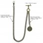 Albert Chain Pocket Watch Curb Link Chain Antique Brass Plating Fob T Bar AC42