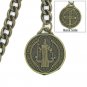 Albert Chain Pocket Watch Curb Link Chain Antique Brass Plating Fob T Bar AC42