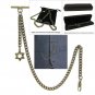 Albert Chain Pocket Watch Curb Link Chain Antique Brass Plating Fob T Bar AC61
