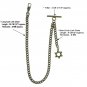 Albert Chain Pocket Watch Curb Link Chain Antique Brass Plating Fob T Bar AC61