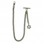 Albert Chain Pocket Watch Curb Link Chain Antique Brass Plating Fob T Bar AC61