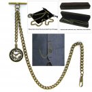 Albert Chain Pocket Watch Curb Link Chain Antique Brass Plating Fob T Bar AC32 Albert Chain Pocket Watch Curb Link Chain Antique Brass Plating Fob T Bar AC32