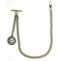 Albert Chain Pocket Watch Curb Link Chain Antique Brass Plating Fob T Bar AC32