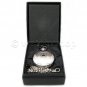Mechanical Pocket Watch Silver Tone Skeleton 2 Sides Open with Chain and Box C24