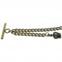 Albert Chain Pocket Watch Curb Link Chain Antique Brass Plating Fob T Bar AC23