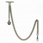 Albert Chain Pocket Watch Curb Link Chain Antique Brass Plating Fob T Bar AC23