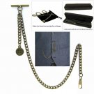 Albert Chain Pocket Watch Curb Link Chain Antique Brass Plating Fob T Bar AC37 Albert Chain Pocket Watch Curb Link Chain Antique Brass Plating Fob T Bar AC37