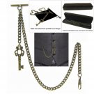 Albert Chain Pocket Watch Curb Link Chain Antique Brass Plating Fob T Bar AC40 Albert Chain Pocket Watch Curb Link Chain Antique Brass Plating Fob T Bar AC40