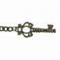 Albert Chain Pocket Watch Curb Link Chain Antique Brass Plating Fob T Bar AC40