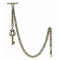 Albert Chain Pocket Watch Curb Link Chain Antique Brass Plating Fob T Bar AC40