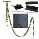 Albert Chain Pocket Watch Curb Link Chain Antique Brass Plating Fob T Bar AC41 Albert Chain Pocket Watch Curb Link Chain Antique Brass Plating Fob T Bar AC41